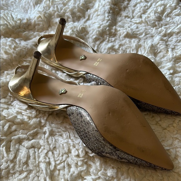 Nina Gold Heels Sparkly Kitten Slingbacks - Picture 4 of 12